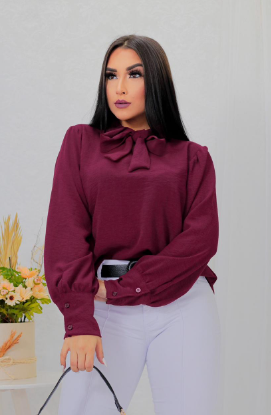 Camisa Crepe Duna Vinho